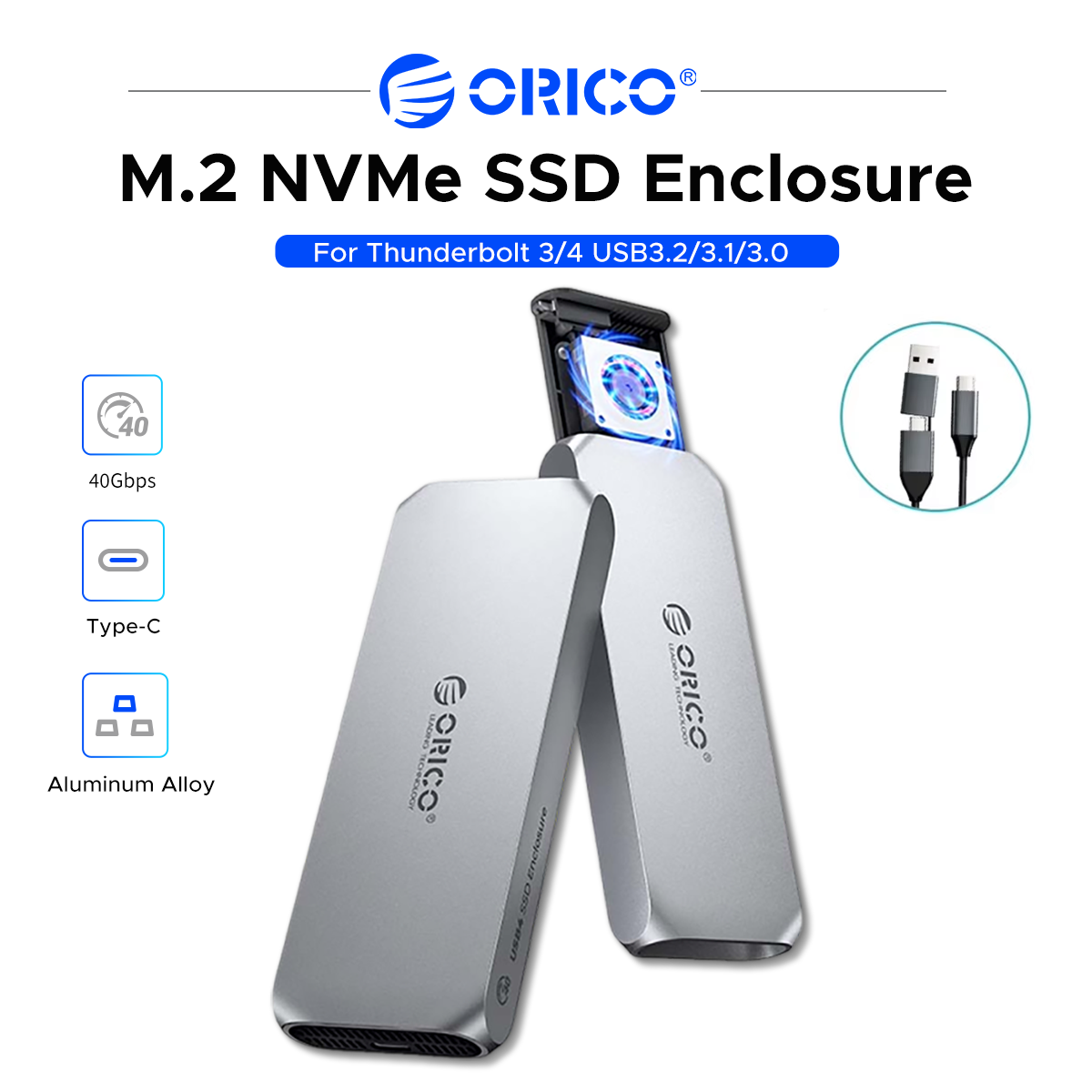Usb4 40Gbps External Ssd 8Tb - ORICO, custodia esterna per SSD M.2